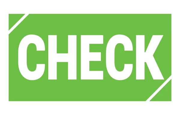 Check Text Auf Grünem Rechteck Stempelschild Geschrieben — Stockfoto