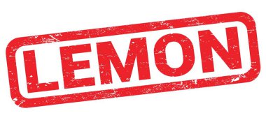 Kırmızı dikdörtgen damga işareti üzerine yazılmış LEMON metni.