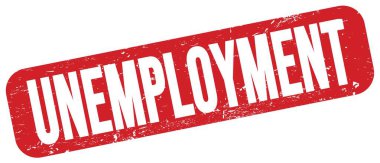Kırmızı grungy işareti üzerine yazılmış UNEMPLOYMENT metni.