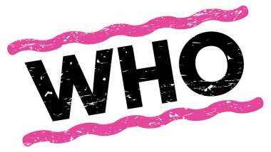 WHO text written on pink-black lines stamp sign. clipart