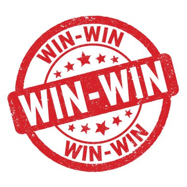 Kırmızı grungy işareti üzerine yazılmış WIN-WIN metni.