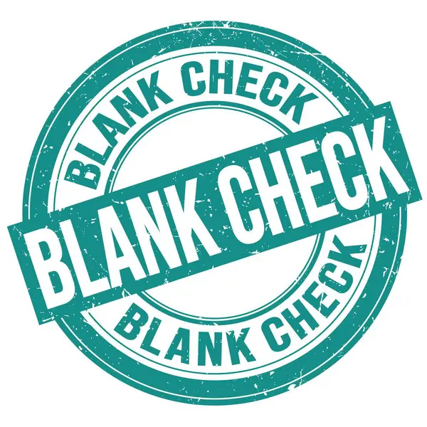 Blank Check Text Skriven Blå Runda Grungy Stämpel Tecken — Stockfoto
