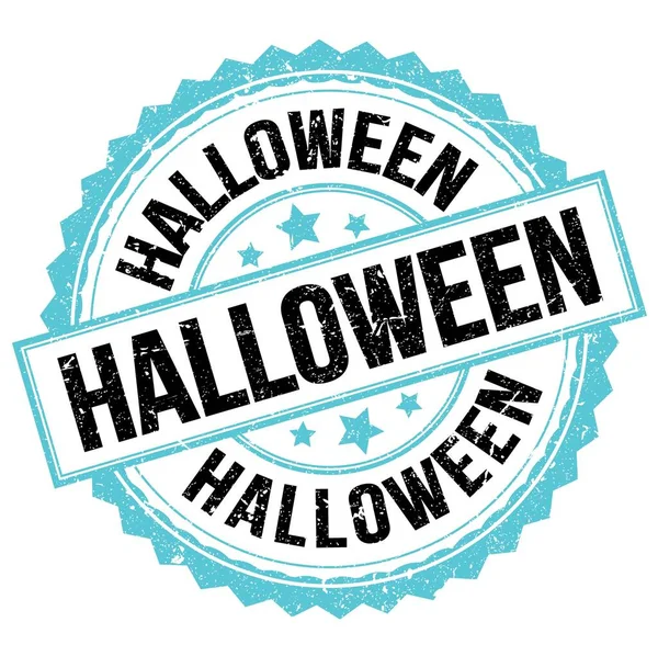Halloween Testo Scritto Timbro Rotondo Blu Nero — Foto Stock