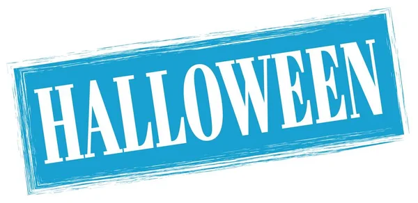 Halloween Testo Scritto Rettangolo Blu Timbro Segno — Foto Stock