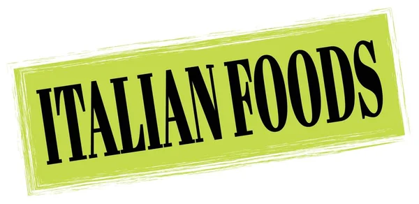 Alimentos Italianos Texto Escrito Verde Negro Signo Sello Rectángulo — Foto de Stock