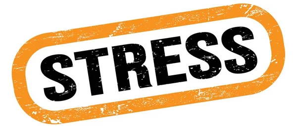 Stress Text Auf Orange Schwarzem Stempelschild — Stockfoto