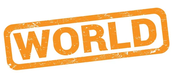 World Text Written Orange Rectangle Stamp Sign — 스톡 사진