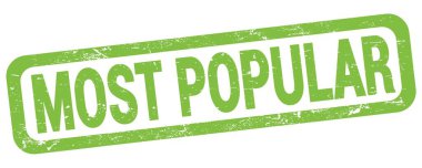 Yeşil dikdörtgen damga işareti üzerine yazılmış çoğu POPULAR metni.