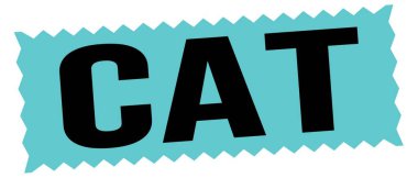 Mavi-siyah zig-zag işareti üzerine yazılmış kedi metni.