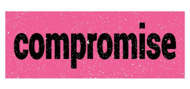 Pembe-siyah grungy işareti üzerine yazılmış uzlaşma metni.