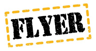 FLYER metni sarı-siyah tire işareti üzerine yazılmış.