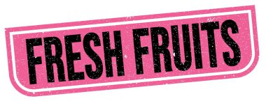 FRESH FRUITS metni pembe-siyah grungy işareti üzerine yazılmış.