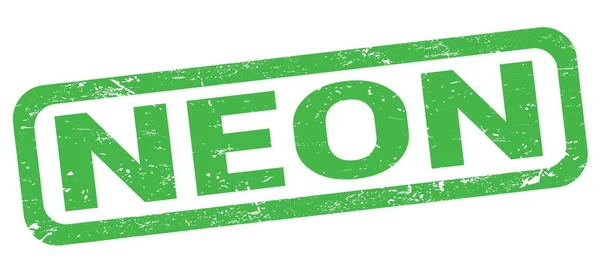Neon Tekst Napisany Zielonym Prostokątnym Znaku Znaczka — Zdjęcie stockowe