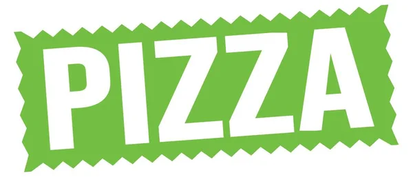 Pizza Texto Escrito Sinal Selo Zig Zag Verde — Fotografia de Stock