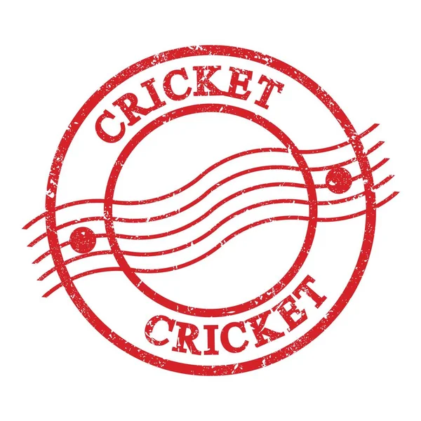 Cricket Texto Escrito Rojo Grungy Sello Postal — Foto de Stock