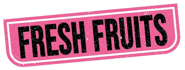 Fresh Fruits Tekst Napisany Różowo Czarny Grungy Znak Znaczka — Zdjęcie stockowe