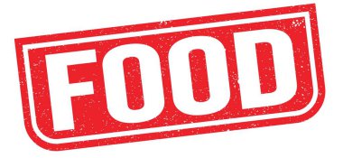 Kırmızı grungy işareti üzerine yazılmış FOOD metni.