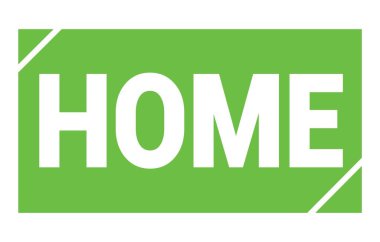 Yeşil dikdörtgen pul işareti üzerine ev metni.