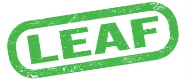 LeAF, yeşil dikdörtgen damga işareti üzerine yazılmış metin.
