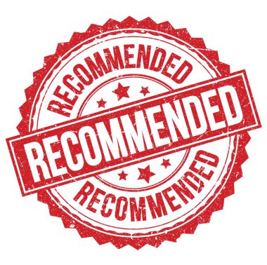 Kırmızı yuvarlak pul işareti üzerine yazılmış RECOMENDED metin