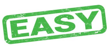 Yeşil dikdörtgen damga işareti üzerine yazılmış kolay metin.