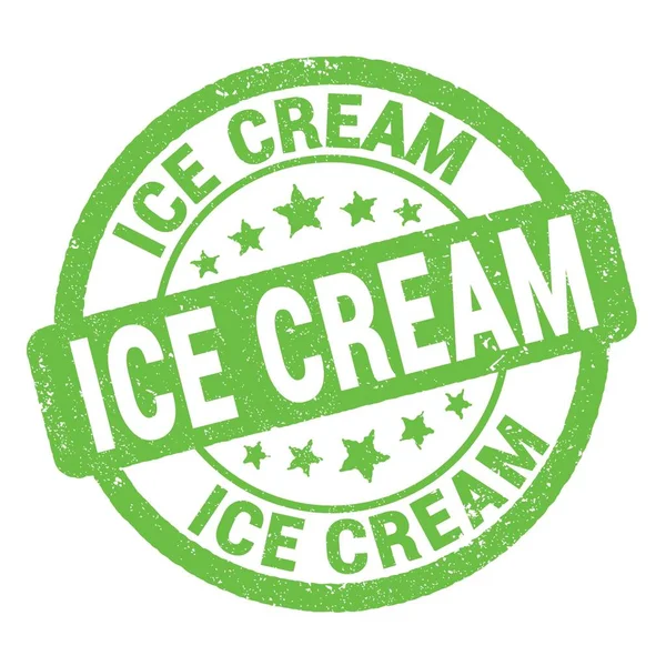 Ice Cream文字写在绿色黑色邮票上 — 图库照片