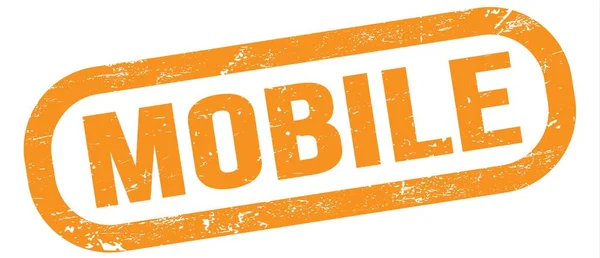 Mobile Napis Pomarańczowym Prostokątnym Znaku Znaczka — Zdjęcie stockowe