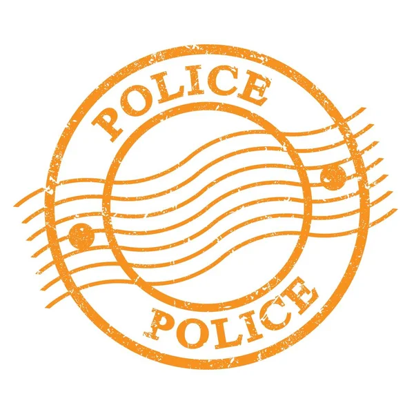Polizei Text Auf Orangefarbener Briefmarke — Stockfoto