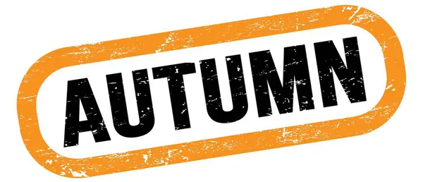 Autumn Szöveg Narancssárga Fekete Téglalap Alakú Bélyegzőtáblán — Stock Fotó