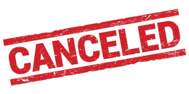 CANCELED text written on red rectangle stamp sign.