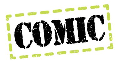 Yeşil-siyah çizgi işareti üzerine yazılmış COMIC metni.