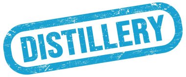 DİSTILLERY, mavi dikdörtgen işareti üzerinde metin.
