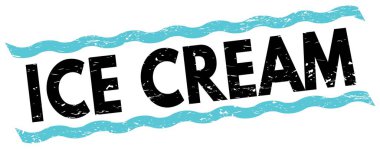 ICE CREAM metni mavi-siyah satır işareti üzerine yazılmış.