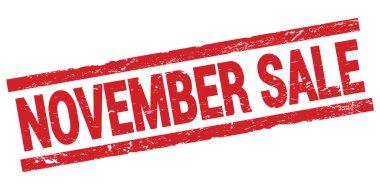 Kırmızı dikdörtgen mühür işareti üzerine yazılmış Kasım Satışı metni.