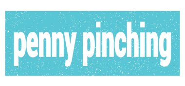 Mavi grungy mühür işareti üzerine yazılmış PENNY PINCHING metin.