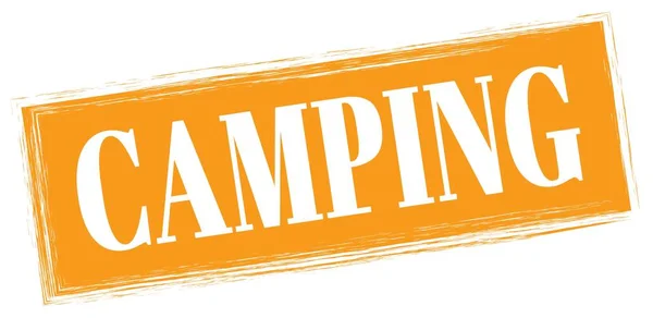 Camping Text Auf Orangefarbenem Stempelschild — Stockfoto