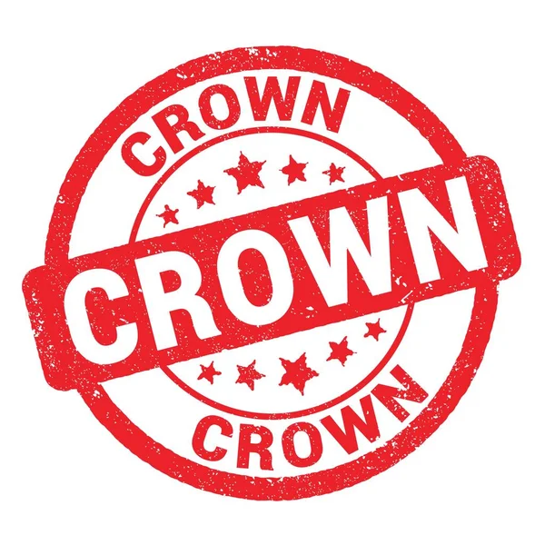 Crown Text Written Red Grungy Stamp Sign — Zdjęcie stockowe