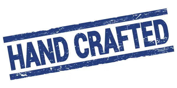 Hand Crafted Tekst Geschreven Blauwe Rechthoek Stempel Teken — Stockfoto
