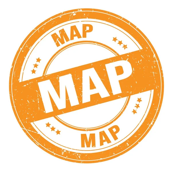 Map文本 用橙色圆形黑色邮票标志书写 — 图库照片