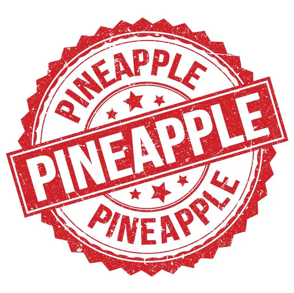 Pineapple Felirat Piros Kerek Bélyegzőtáblára Írva — Stock Fotó