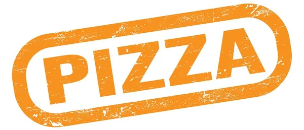 Pizza Napis Pomarańczowym Prostokątnym Znaku Znaczka — Zdjęcie stockowe