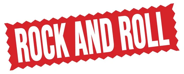 Rock Roll Felirat Piros Cikcakkos Bélyegzőtáblára Írva — Stock Fotó