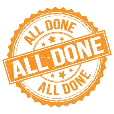 Hepsi bitti yazılı turuncu yuvarlak pul işareti