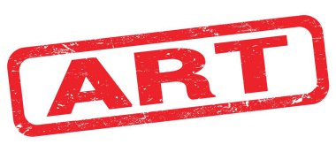 Kırmızı dikdörtgen pul işareti üzerine yazılmış sanat metni.