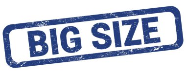 Mavi dikdörtgen mühür işareti üzerine yazılmış büyük SIZE metin.