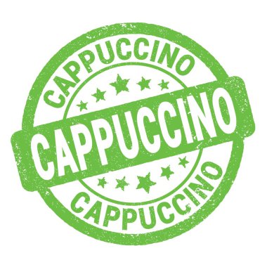 Yeşil grungy işareti üzerine yazılmış CAPPUCCINO metni.