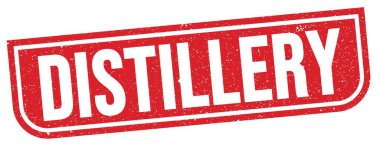 Kırmızı grungy işareti üzerine yazılmış DISTILLERY metin.