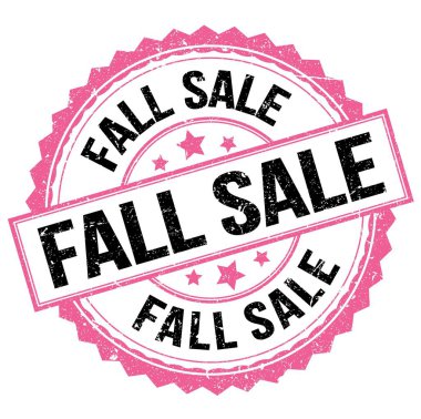 Pembe-siyah yuvarlak mühür işareti üzerine yazılmış sonbahar satışı metni