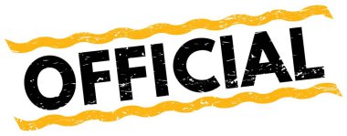 Sarı-siyah çizgi işareti üzerine yazılmış OFFICIAL metin.