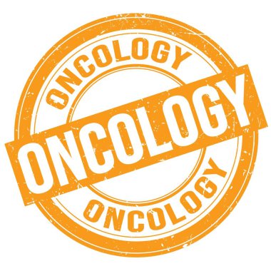 Turuncu yuvarlak grungy işareti üzerine yazılmış ONCOLOGY metin